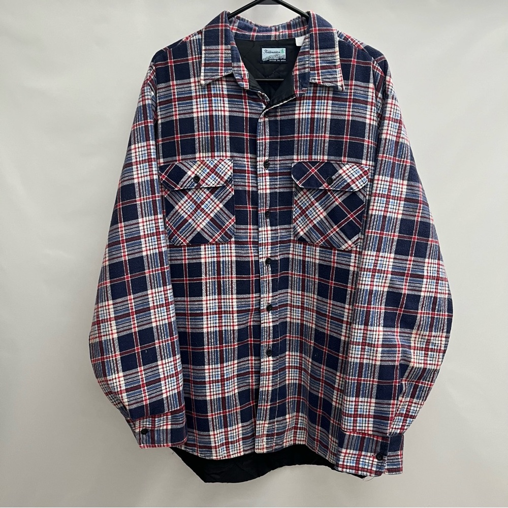 VTG Fieldmaster Men's Perma-Prest Lined Flannel Work Shirt  Plaid • XL Tall